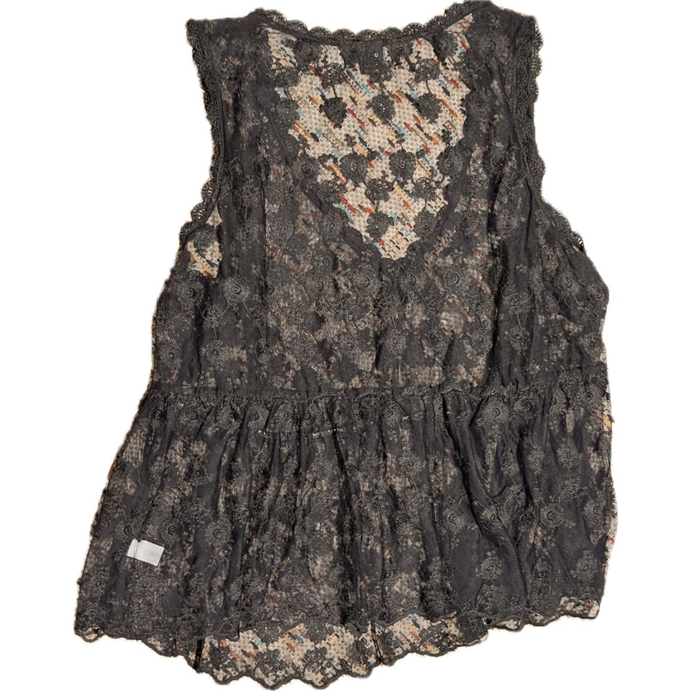 Torrid Womens Black Floral Lace Babydoll Peplum Sleeveless V-Neck Top Size 2